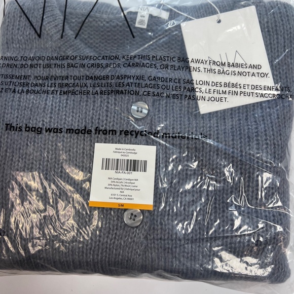 NIA AEIANA BUTTON FRONT CARDIGAN GREY NEW SIZE SMALL/MEDIUM - Picture 7 of 10